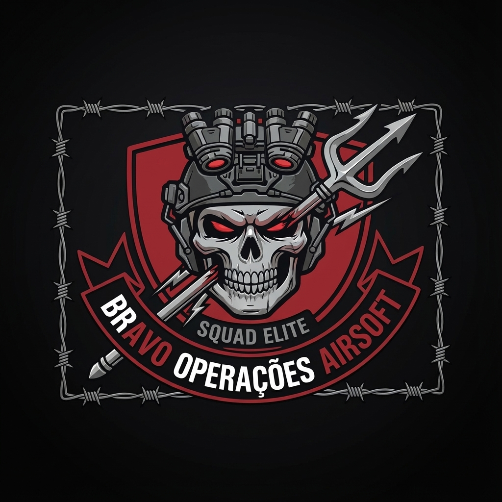 Brasão vermelho e preto da Equipe Bravo
